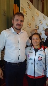Secretário Rafael Rufino e judoca Maria Portela